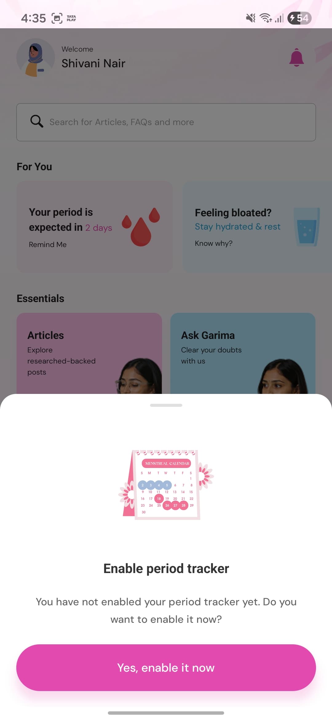 Garima – Period Health & Wellness App screenshot 7 - Application interface showing key features and user experience