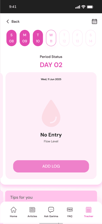 Garima – Period Health & Wellness App screenshot 10 - Application interface showing key features and user experience
